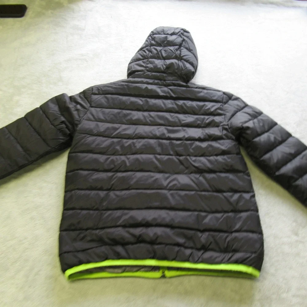 Eddie Bauer‎ Down Jacket Kids Medium Gray Black Reversible Puffer Cirruslite